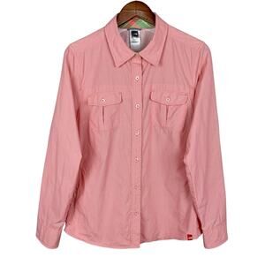 The North Face Shirt Button Front Outdoor Pink Pockets Vented Hiking Women's XL